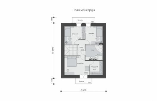 Проект одноэтажного жилого дома с террасой и мансардой